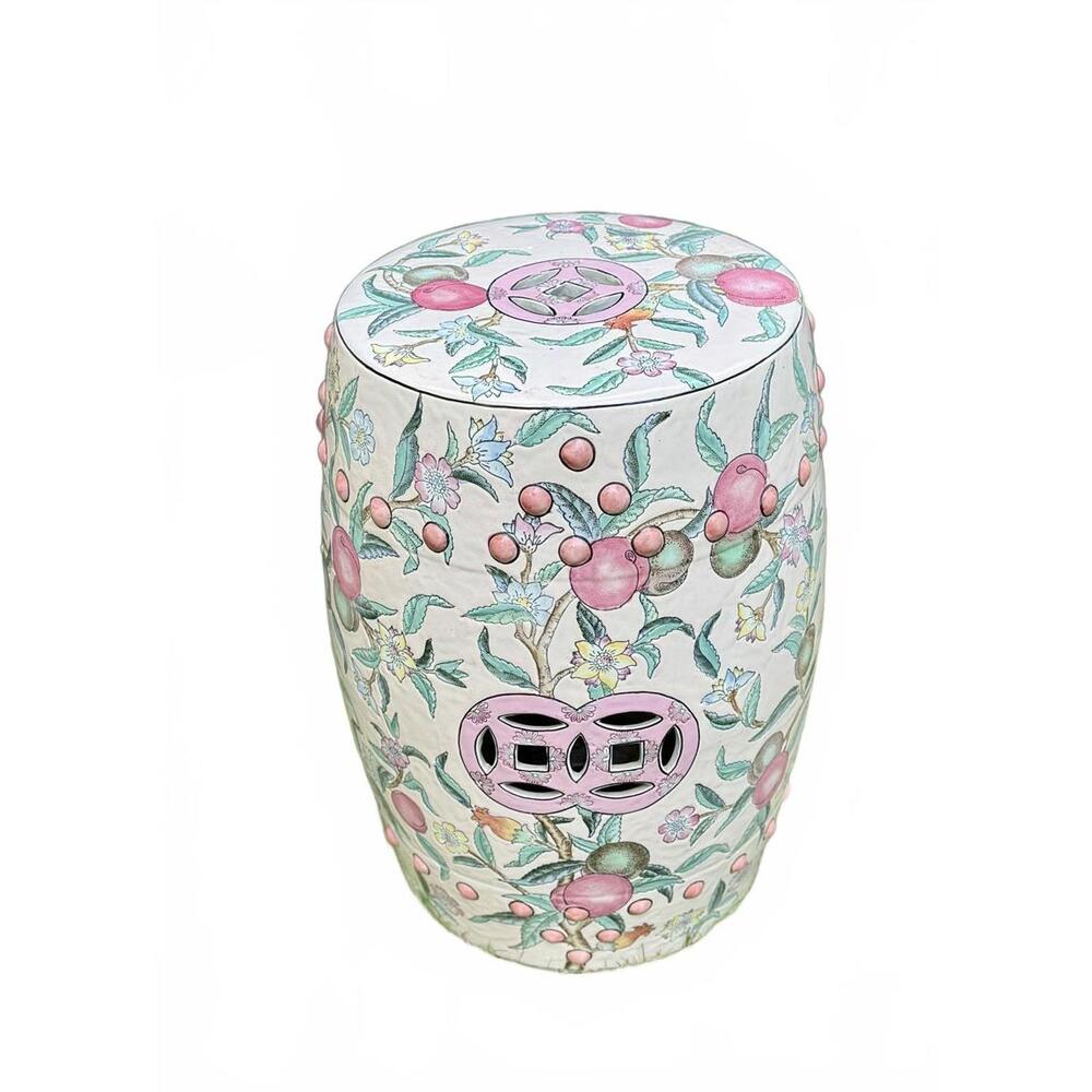 Vintage Chinese Porcelain Garden/Indoor Stool, Pomegranates